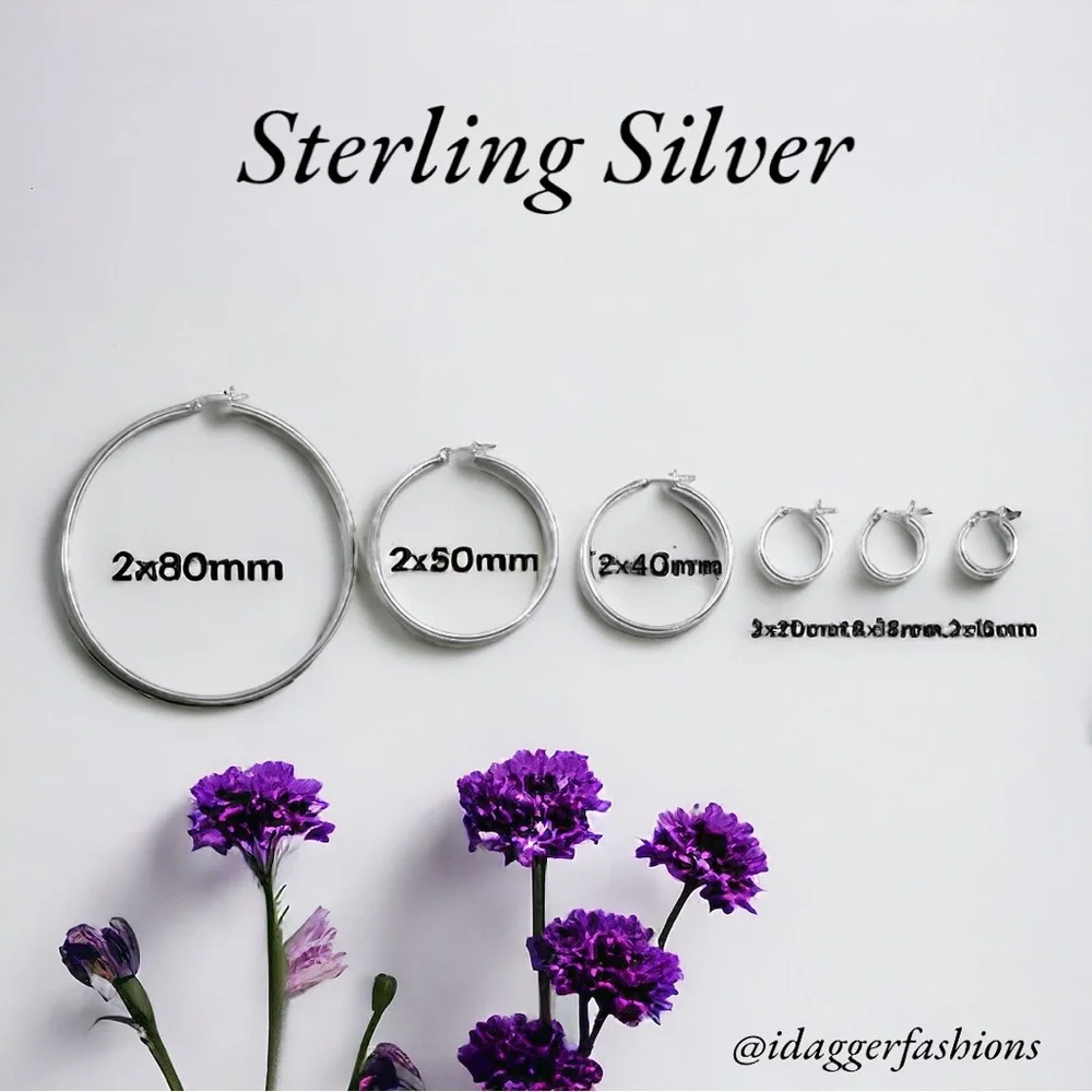 Sterling Silver 18mm Small Plain Hoop Earrings, Classic Silver Jewelry - Picture 2 of 14